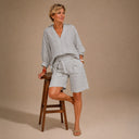 Nell linen blend two-piece shorts set with relaxed shirt