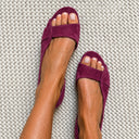 Melissa flat sandals with wide strap and suede-look finish, view 2