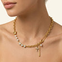 Hattie Gold Pearl Charm Necklace, view 7