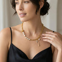 Hattie Gold Pearl Charm Necklace, view 6