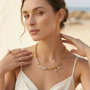 Hattie Gold Pearl Charm Necklace, view 2