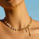 Hattie Gold Pearl Charm Necklace, view 4