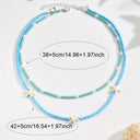 Turquoise Starfish Layered Choker Necklace, Beaded Beach Necklace for Women