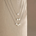 Heart Initial Necklace, Custom Letters on Tiny Hearts, Stainless Steel, 1 to 5 Letters, Gold or Silver