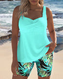 Darcey bright ribbed tankini with swim shorts
