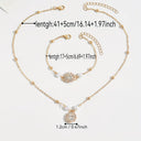 Cubic Zirconia Necklace and Bracelet Set, Gold Pendant Jewellery Set for Women