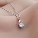 Cubic Zirconia Teardrop Pendant Necklace, Silver Sparkle Necklace for Women