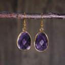 Sculpted Stone Gold Earrings