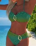 Adelina halter neck bikini set in gradient leopard print, view 6