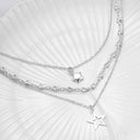 Star Layered Necklace for Women, Multi Layer Pendant Chain, Gold or Silver