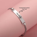 Engraved Name Bar Bracelet, Cuban Link Chain, 18K Gold Plated Stainless Steel, Gold or Silver