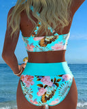 Elsbeth floral contrast print bikini set, view 11