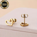 Gold Heart Stud Earrings, 316 Stainless Steel, Hypoallergenic, Tarnish Resistant