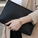 Lyra Curb Chain Gold Bangle, view 7