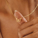 Butterfly Necklace for Women, Hollow Pendant on Stainless Steel Choker Chain
