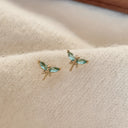 Dragonfly Earrings for Women, Cubic Zirconia, Gold, 316 Steel Posts
