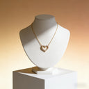 Open Heart Necklace for Women, Cubic Zirconia Heart Pendant, Gold or Silver