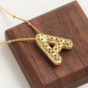 Sparkling Bubble Initial Necklace, Cubic Zirconia Letter Pendant, 18K Gold Plated