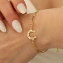Horseshoe Bracelet with Engraved Name, Personalised Gift for Horse Lovers, Gold or Silver