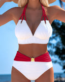 Angelica high waisted bikini set with double straps