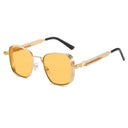 Biarritz square tinted fashion glasses with side shields and a gold frame, view 6