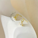 Cross Stud Earrings for Women, Small Faux Pearl Cross, 14K Gold Plated