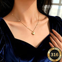 Heart Necklace for Women, 316 Stainless Steel, Hypoallergenic, Gold or Silver