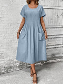 Mirabel Pleated Linen Dress