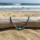 Marina the turquoise bead necklace & earring set