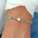 Yolanda Minimal Turquoise and Pearl Bracelet, view 3