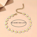 Daisy Bracelet for Women, 14K Gold Plated Enamel Flower Bracelet