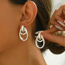 Double Hoop Earrings for Women, Knotted Gold or Silver Statement Earrings