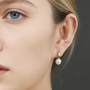Pearl Hoop Earrings for Women, Small Faux Pearl Hoops, 18K Gold Plated
