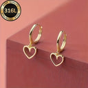 Huggie Earrings with Heart Drop, Gold or Silver Heart Earrings, Waterproof 316L Stainless Steel | Marliva