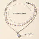 Pearl Double Chain Bracelet for Women, 18K Gold Plated, Gold or Silver