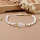 Cross Bracelet for Women, Adjustable Boho Braided Bracelet with Blessing Card