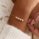 Heart Initial Bracelet, Custom Letters on Heart Charms, 18K Gold Plated Stainless Steel, 1 to 5 Letters