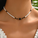 Seed Bead Choker Necklace, Hand Woven Boho Choker, Black, Blue or Green