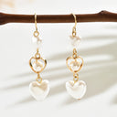 Pearl Heart Tassel Earrings, Long Drop Earrings for Women, 14K Gold Plated