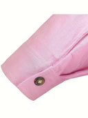 Broome Men's Mandarin Collar Cotton Linen Long Sleeve Shirt, view 8