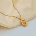 Initial Necklace A to Z, Bubble Letter Necklace, 18K Gold Plated Stainless Steel