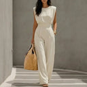 Hanne minimalist jumpsuit with defined waist, view 3
