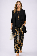 Arwyn black 3 piece set with patterned cardigan and wide leg trousers
