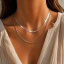 Snake Chain Necklace Set of 2, Stainless Steel Layered Necklaces, Gold or Silver