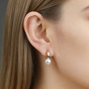 Pearl Hoop Earrings for Women, Small Faux Pearl Hoops, 18K Gold Plated
