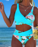 Elsbeth floral contrast print bikini set, view 10
