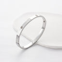 Clover Bangle Bracelet for Women, Stainless Steel, 18K Gold Plated or Silver