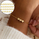 Heart Initial Bracelet, Custom Letters on Heart Charms, 18K Gold Plated Stainless Steel, 1 to 5 Letters