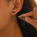 Front Back Earrings for Women, Rectangle Bar Earrings, Gold, Silver or Black