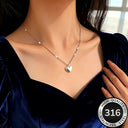 Heart Necklace for Women, 316 Stainless Steel, Hypoallergenic, Gold or Silver
